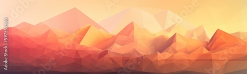 Abstract Geometric Mountain Range with Pastel Colors Gradient - Digital Art - Wallpaper - Generative AI