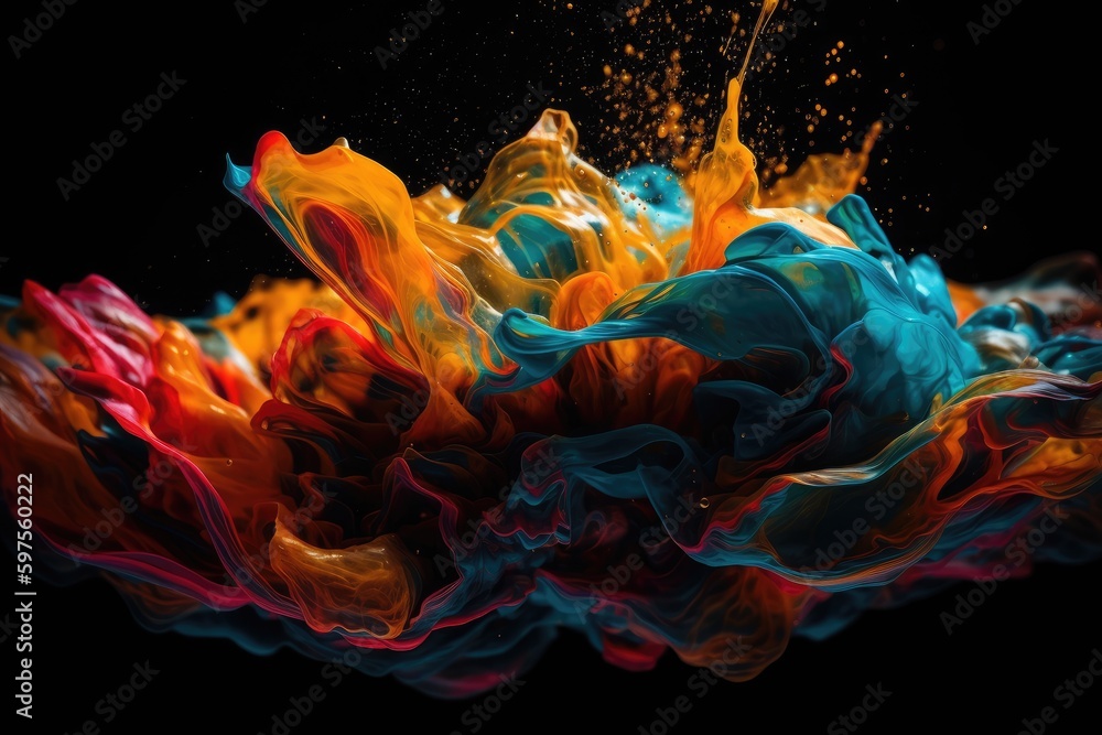 Fluid Motion on Glossy Black - Abstract Art - Perfect for Posters and ...