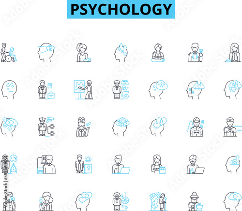 Psychology linear icons set. Perception, Memory, Emotion, Cognition, Personality, Consciousness, Development line vector and concept signs. Learning,Behavior,Motivation outline Generative AI