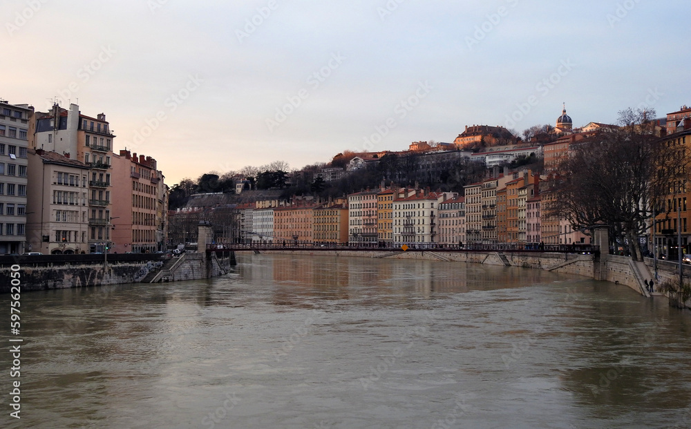 La passerelle Saint-Vincent, on the Saone river, Lyon, France