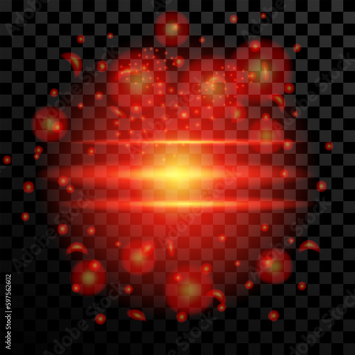 Vector Blurred Fire on Dark Background. Cartoon Flames. Bonfire Burst. Hot Red Sparks. Dangerously and Explosive Symbol.