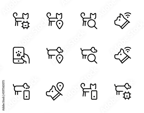 pets tracking icon. pets search icon. dog cat tracking icon. flat vector and illustration, graphic, editable stroke. Suitable for website design, logo, app, template, and ui ux.