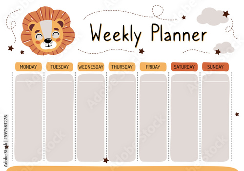 Planner for mom. Weekly planner, wish list, to-do list in cartoon flat style with cute animals. A set of digital prints.