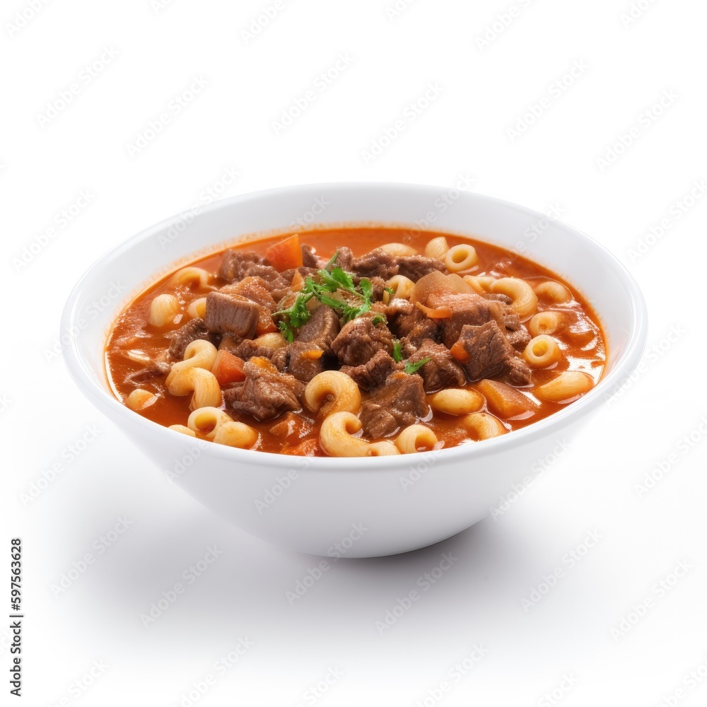 Goulash Isolated on White .Generative AI Goulash Isolated on White .Generative AI
