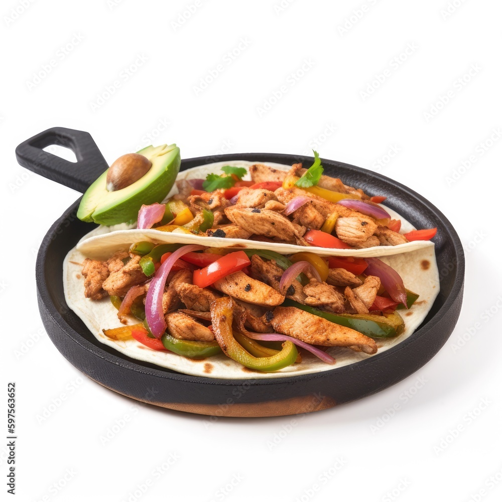 Fajitas Isolated on White .Generative AI Fajitas Isolated on White .Generative AI