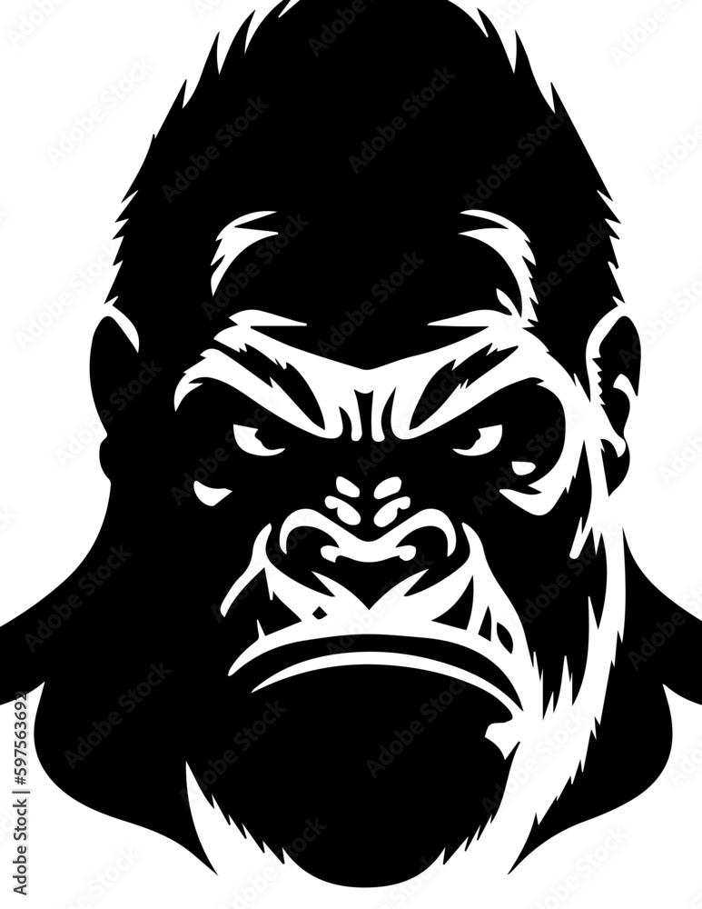 Angry Gorilla Head Vector Logo Fitness Sports Icon Tattoo SVG Stock ...