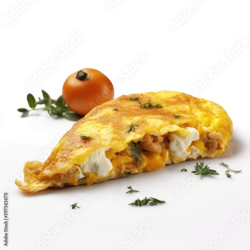 Omelette Isolated on White .Generative AI
