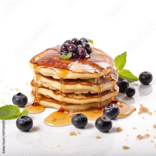 Pancakes Isolated on White .Generative AI