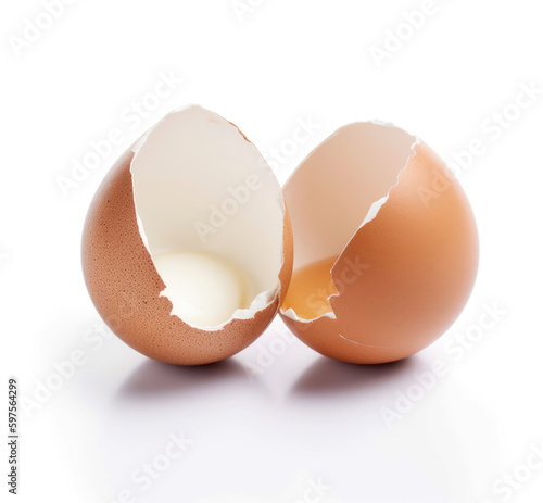Broken egg on a white background