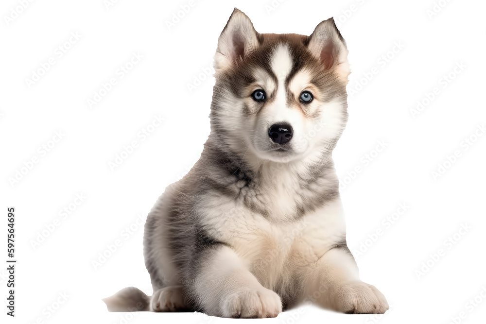 Alaskan Malamute Dog Puppy. On An Isolated Transparent Background, Png. Generative AI - obrazy, fototapety, plakaty 