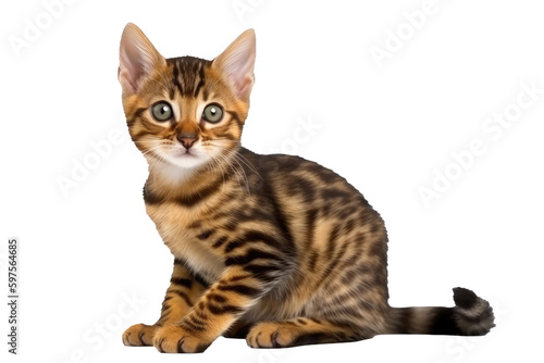 Bengal Toyger Kitten. On An Isolated Transparent Background, Png. Generative AI
