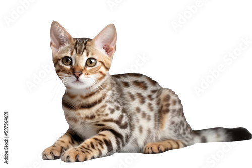 Bengal Savannah Kitten. On An Isolated Transparent Background, Png. Generative AI