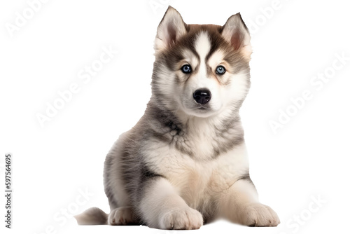 Alaskan Malamute Dog Puppy. On An Isolated Transparent Background, Png. Generative AI