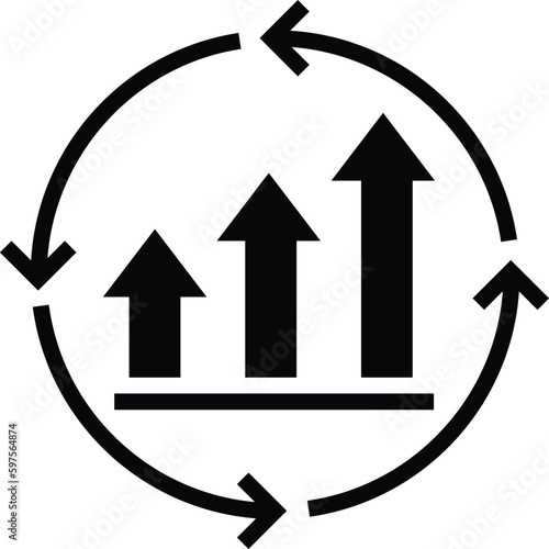 growth chart, continuous improvement icon vector