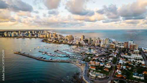 Canvastavla punta del este Montevideo Uruguay aerial drone  sunset