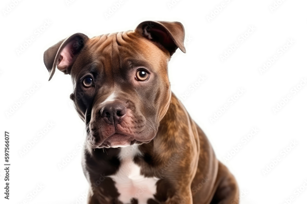 American Pit Bull Terrier Dog Puppy On White Background. Generative AI American Pit Bull Terrier Dog Puppy On White Background. Generative AI