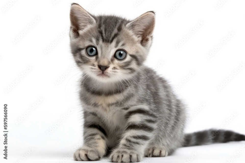 American Shorthair Kitten On White Background, Full Body. Generative AI American Shorthair Kitten On White Background, Full Body. Generative AI