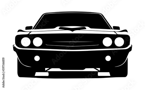 American Muscle Car Front View Vector