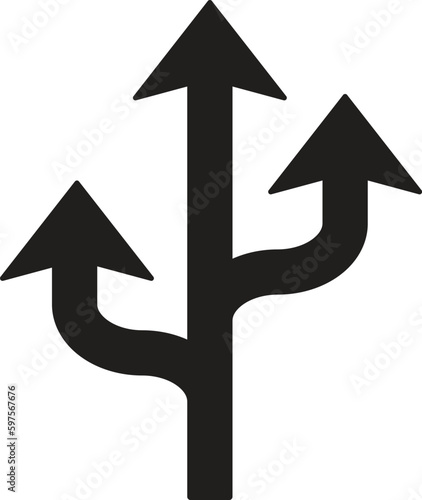 separation icon with arrows, diversification process in business, split from single to many