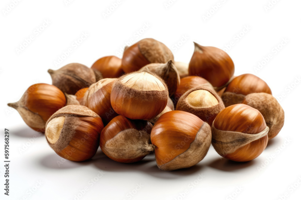 Filberts On White Background. Generative AI Filberts On White Background. Generative AI