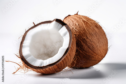 Coconut On White Background. Generative AI