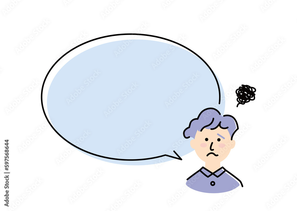 This illustration shows a curly-haired boy with a large speech balloon and a troubled face. This illustration shows a curly-haired boy with a large speech balloon and a troubled face.