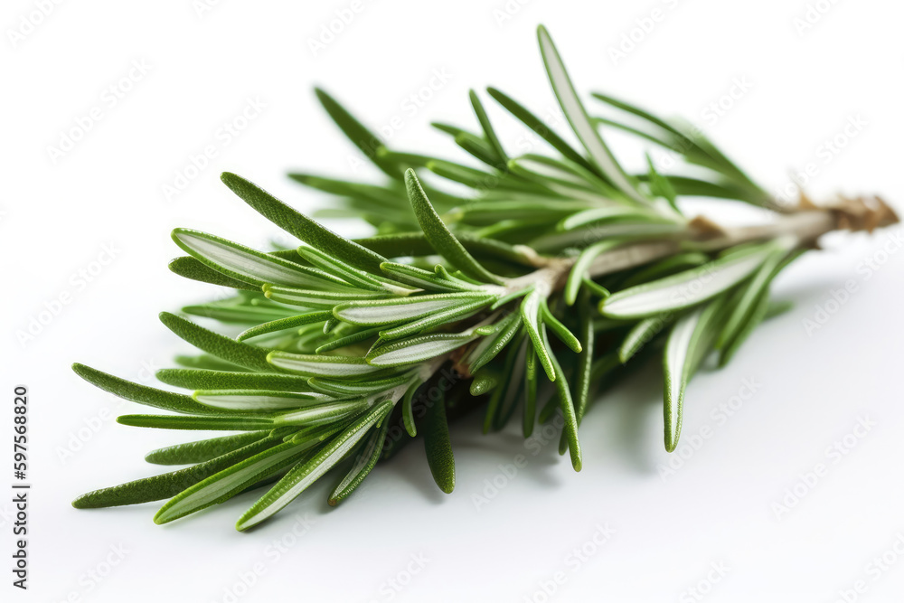 Rosemary On White Background. Generative AI Rosemary On White Background. Generative AI