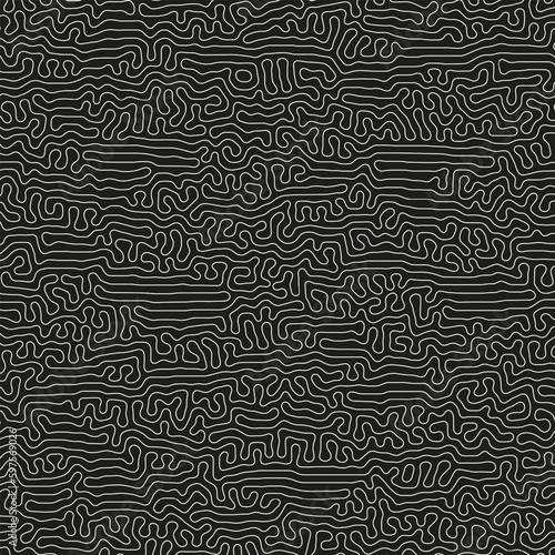 Tangled Lines Psychedelic Complexity Pattern Vector Black and White Abstract Background. Outline Drawings Intricate Ripple Messy Structure Mental Disorder Concept. Psychedelic Art Graphic Abstraction
