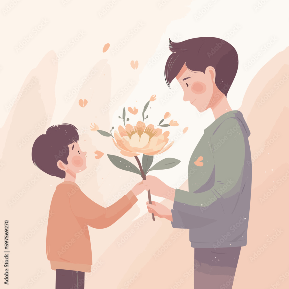 Obraz premium Boy handing a flower to mom