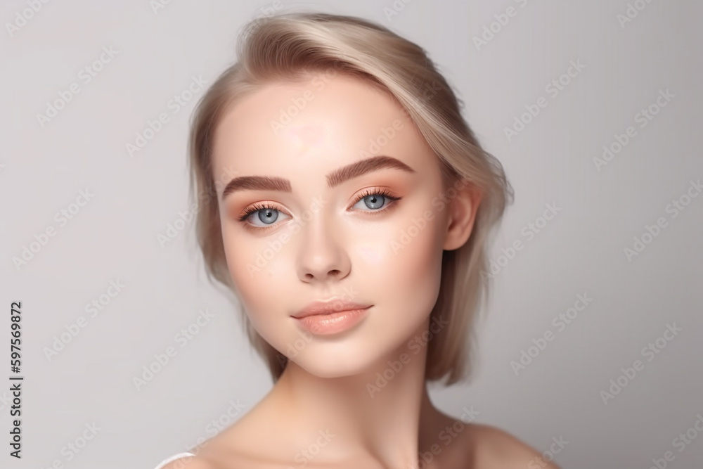 Mulher jovem e bonita com pele fresca limpa. Tratamento facial. Cosmetologia, beleza e spa Mulher jovem e bonita com pele fresca limpa. Tratamento facial. Cosmetologia, beleza e spa