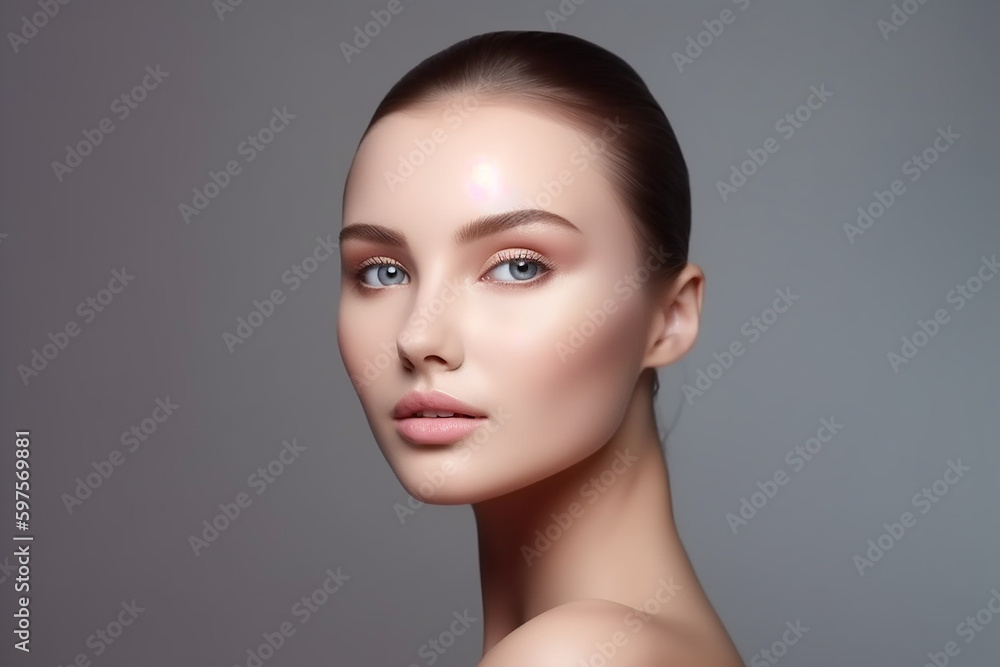 Mulher jovem e bonita com pele fresca limpa. Tratamento facial. Cosmetologia, beleza e spa Mulher jovem e bonita com pele fresca limpa. Tratamento facial. Cosmetologia, beleza e spa