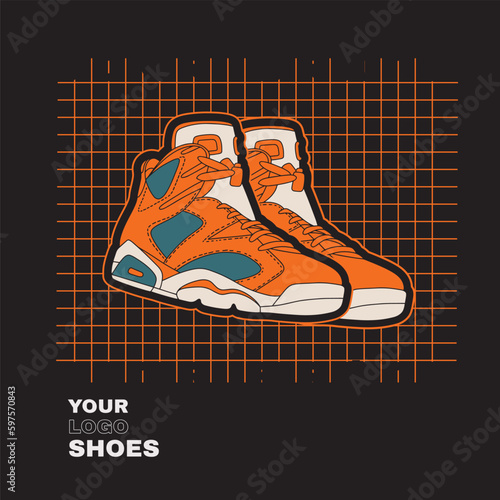 Sneaker shoes. Concept. Flat design. Vector illustration. Sneakers in flat style. Sneakers side view. Fashion sneakers.	
