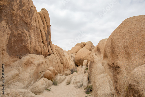 sandstone rocks formation in Joshua Tree National Park,  Arch Rock Trail