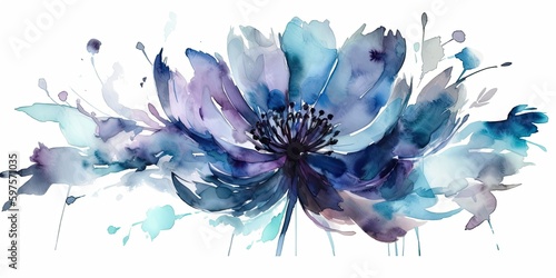 Fototapeta Naklejka Na Ścianę i Meble -  watercolor blue flower Generative AI