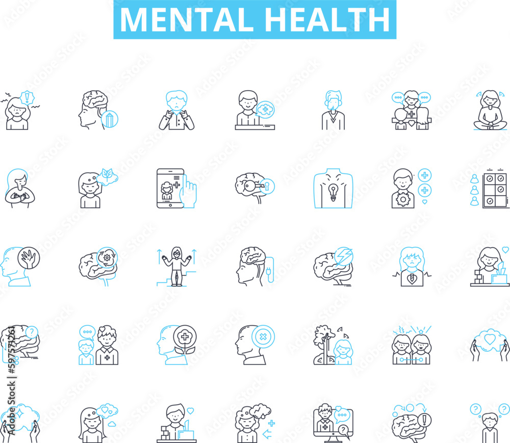 Mental health linear icons set. Anxiety, Depression, Bipolar, Schizophrenia, Trauma, Phobia, Obsession line vector and concept signs. Compulsion,Addiction,Panic outline illustrations Mental health linear icons set. Anxiety, Depression, Bipolar, Schizophrenia, Trauma, Phobia, Obsession line vector and concept signs. Compulsion,Addiction,Panic outline illustrations