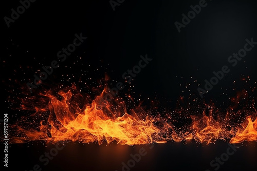 Partículas de brasas de fogo sobre fundo preto. Fundo de faíscas de fogo. Luzes abstratas de partículas de fogo de glitter escuro
