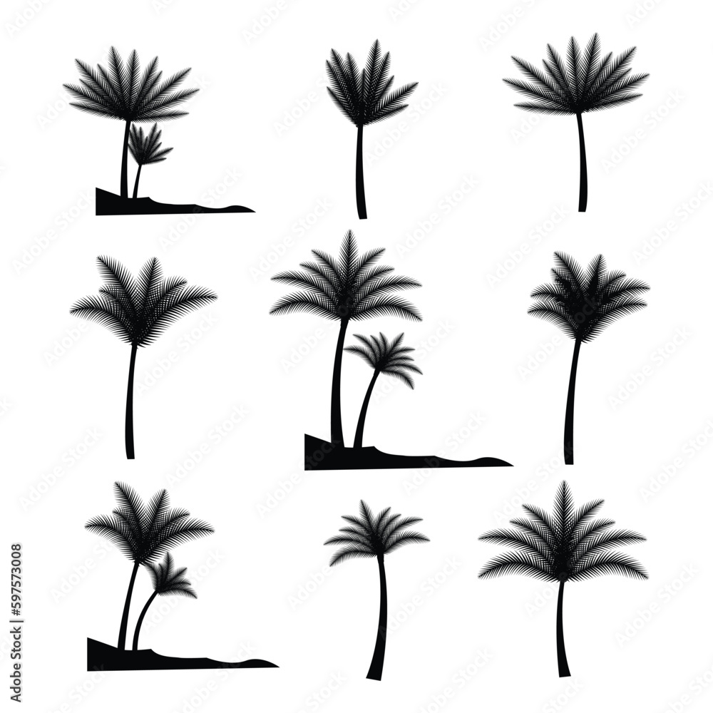 palm tree vector, palm trees, Tropical palm tree vector silhouette, Palm Vector Art, Palm tree illustration, Palm tree leaf vector, summer beach palm trees, coconut tree vector illustration
