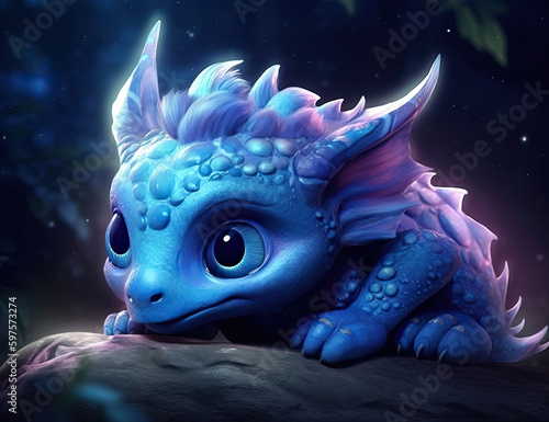 Adorable sleeping baby dragon, cute, sweet, digital asset, wall art, print. Generative AI