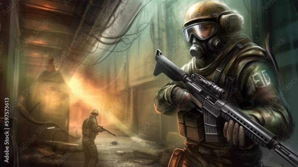 Fototapeta premium Military Gaming Art Background Wallpaper