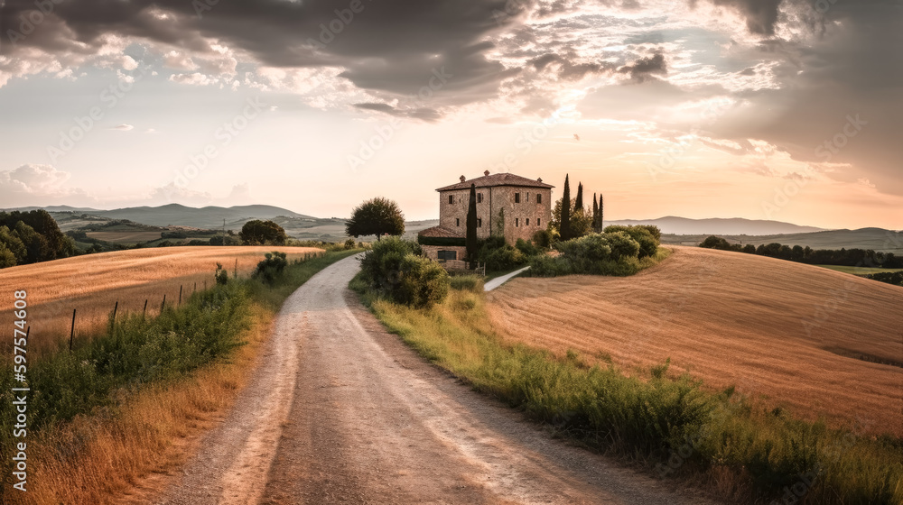 A rural Italian landscape was generated - generative ai.