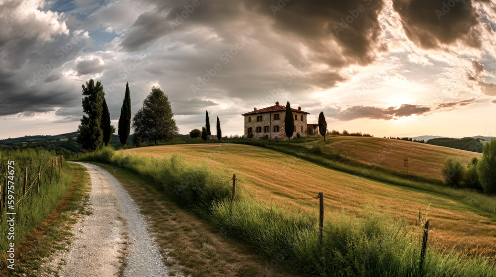 A rural Italian landscape was beautifully captured in a picture - generative ai.