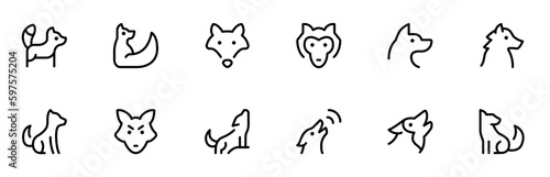 wolve icon, fox icon. flat vector and illustration, graphic, editable stroke. Suitable for website design, logo, app, template, and ui ux.