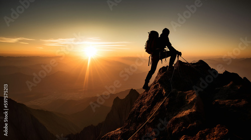 silhouette of a person on a mountain top © Pixel Pilot