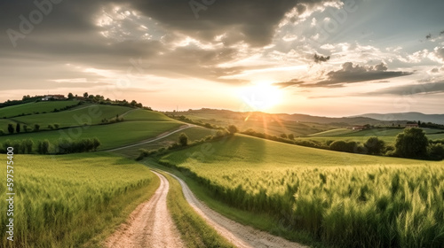 A beautiful Italian summer rural landscape was created - generative ai.