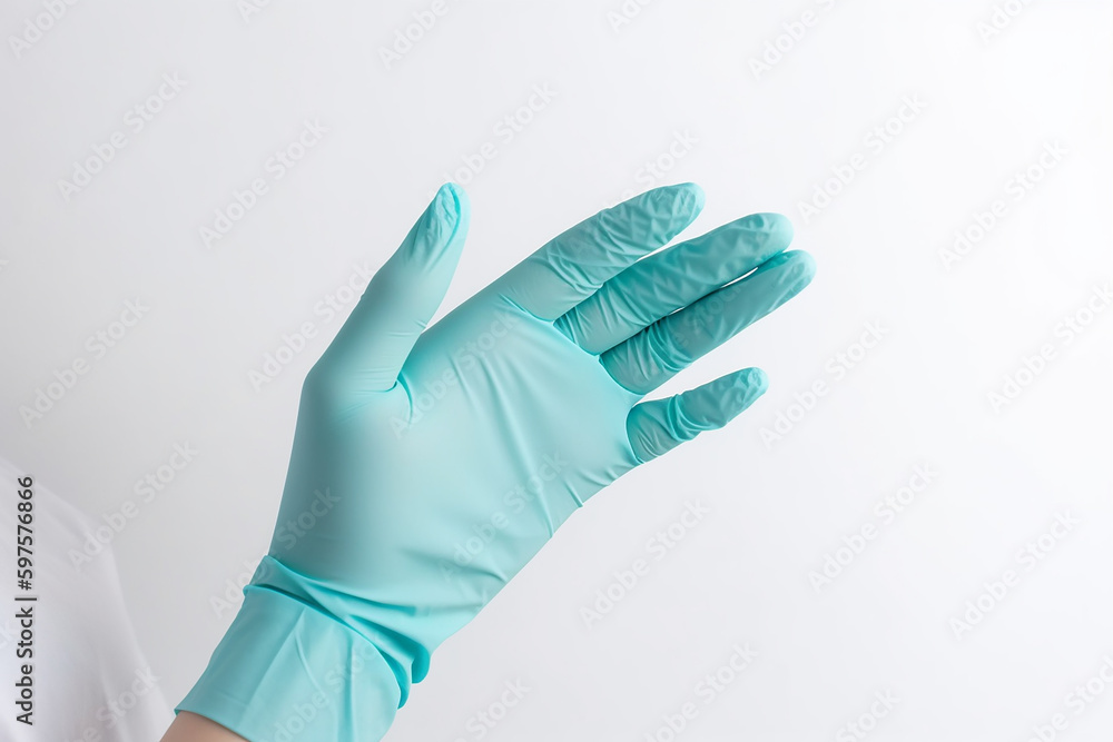Seção intermediária do trabalhador de saúde feminino usando luvas cirúrgicas contra fundo branco Seção intermediária do trabalhador de saúde feminino usando luvas cirúrgicas contra fundo branco
