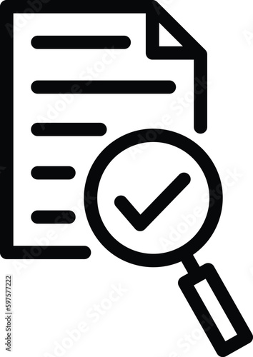 audit icon vector, magnifying glass check assess