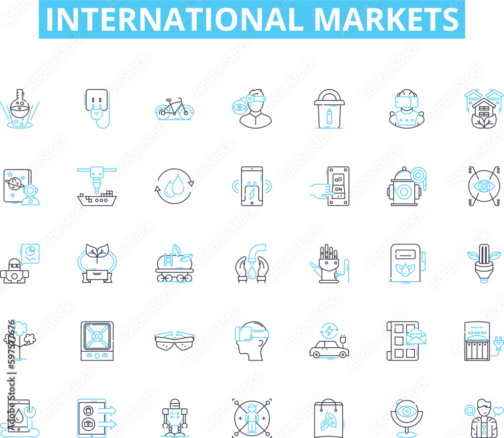 International markets linear icons set. Globalization, Trade, Export, Import, Cross-border, Exchange, Multinational line vector and concept signs. Diversity,Integration,Outsourcing outline International markets linear icons set. Globalization, Trade, Export, Import, Cross-border, Exchange, Multinational line vector and concept signs. Diversity,Integration,Outsourcing outline