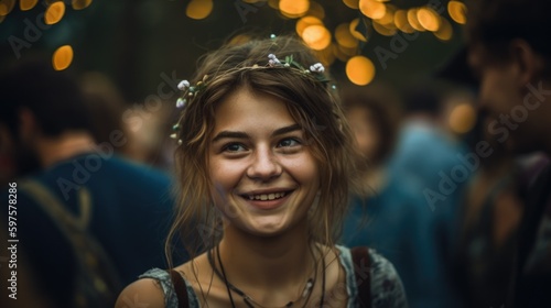 Blumenmädchen auf Festival