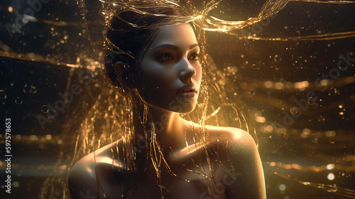 deusa do poder feminino consciência de previsão conectada ao universo  photo