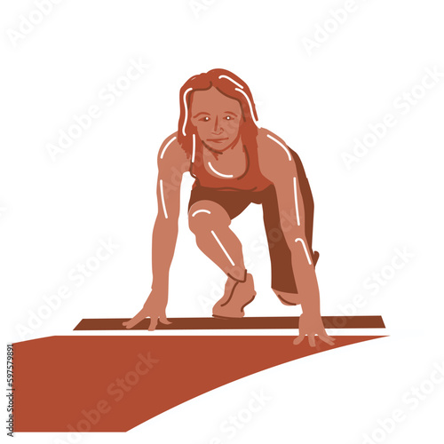 Track and Field, Runner Illustration, Graphic, Athlete, Digital, Vector, Sports, Starting Line